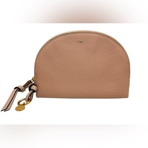 Chloe Alphabet Half Moon Pouch Clutch in Blush Leather